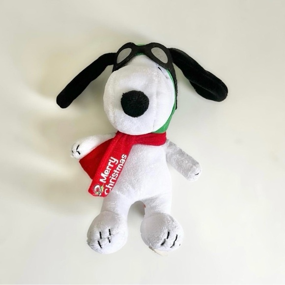 Peanuts Snoopy 9” Flying Ace Aviator Merry Christmas Holiday Dog Plush - Picture 5 of 10